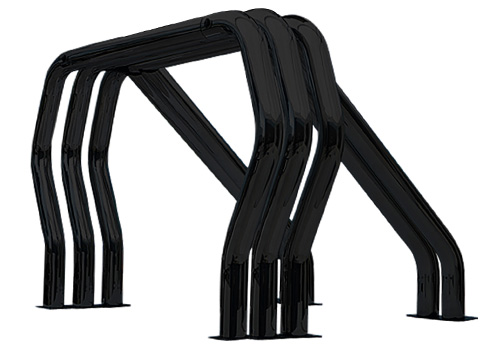 Black Triple Main-Double Kicker Bed Bars 73-up Dodge Ram - Click Image to Close